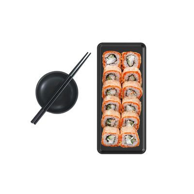 Bandeja Preta Retangular 27cm Cafeteria Sushi Bar Bistro 10un