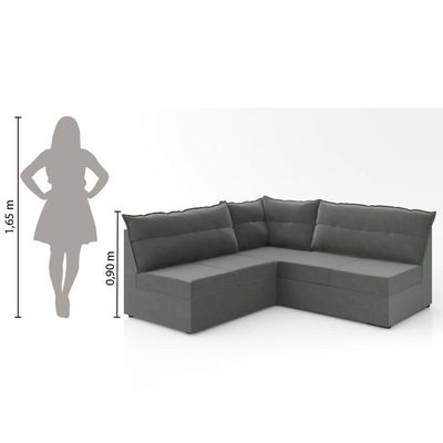 Sofá De Canto 5 Lugares Renaut Suede Cinza Mamflex Cinza