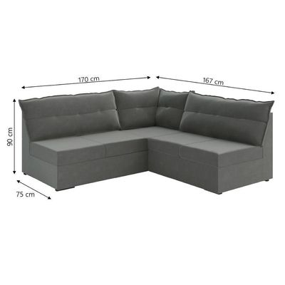 Sofá De Canto 5 Lugares Renaut Suede Cinza Mamflex Cinza