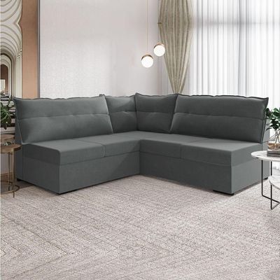 Sofá De Canto 5 Lugares Renaut Suede Cinza Mamflex Cinza