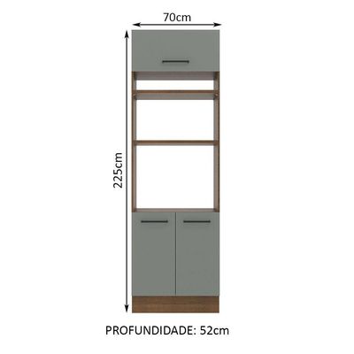 Torre Quente Agata 70 Cm 3 Portas - Rustic/cinza Madesa