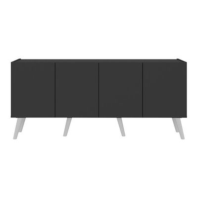 Rack Retrô Para Tv Até 50 Polegadas Com 4 Portas Multimóveis Mp1071 Preto/branco