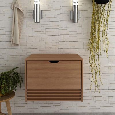 Gabinete Banheiro 1 Porta 1 Gaveta 60Cm Cr10091 Amêndoa