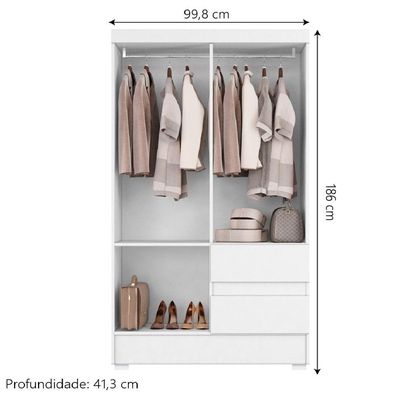 Guarda Roupas Solteiro Juvenil 4 Portas 2 Gavetas Branco Coimbra Aramóveis Branco