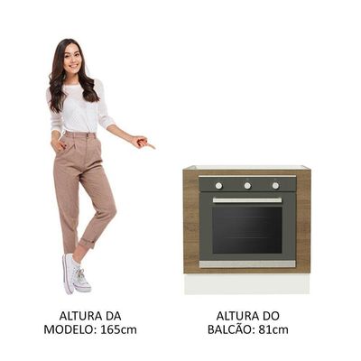 Balcão Para Forno Embutir 80x60cm Sem Tampo Branco/Rústico
