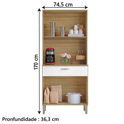 Armário De Cozinha Completa 4 Portas 1 Gaveta Cris Kit's Paraná Freijo/bco