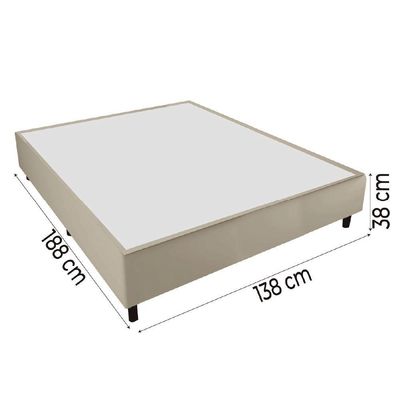 Cama Box Casal 1,38m Com 38cm De Altura Suede Prince Bege Bege
