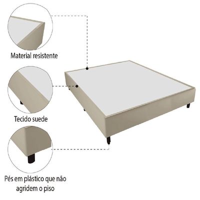 Cama Box Casal 1,38m Com 38cm De Altura Suede Prince Bege Bege