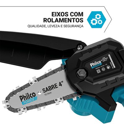 Mini Motosserra Philco Force PMM124 Bateria de Lítio 7 Acessórios Bivolt