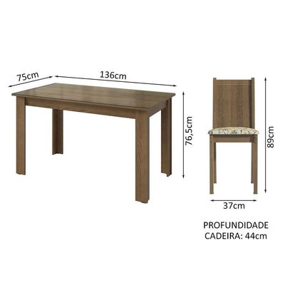 Conjunto Jantar Mesa Vidro 6 Cadeiras Rustic-lírio