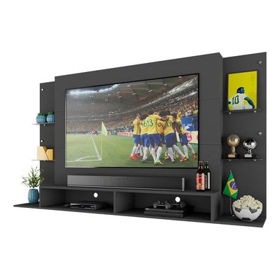 Painel Tv 60" Prateleiras De Vidro Brasil Br3071 Preto