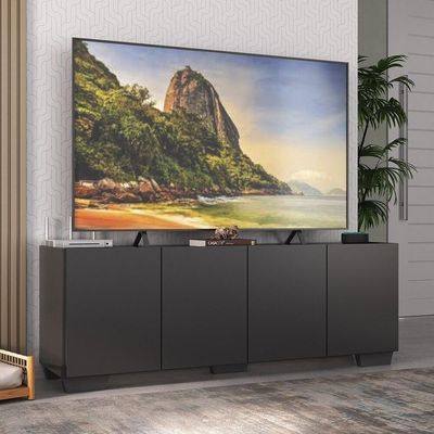 Rack Para Tv Até 50 Polegadas Com 4 Portas Multimóveis Mp1072 Preto