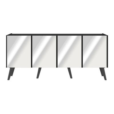 Rack Tv Até 50 Polegadas Retrô  Espelhos Mp1082 Preto Preto