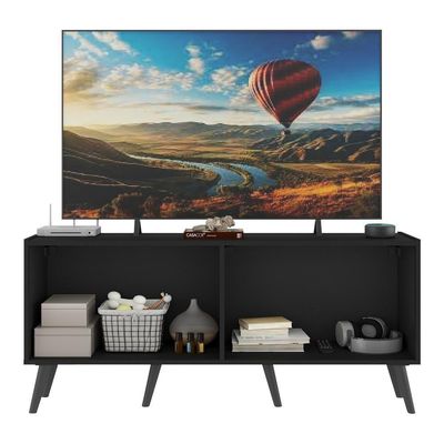 Rack Tv Até 50 Polegadas Retrô  Espelhos Mp1082 Preto Preto
