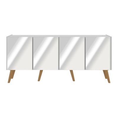 Rack Tv Até 50 Polegadas Retrô Com Espelhos Mp1082 Branco natural