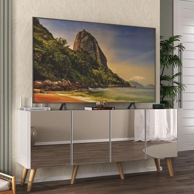 Rack Tv Até 50 Polegadas Retrô Com Espelhos Mp1082 Branco natural