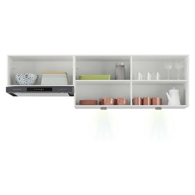 Kit 2 Armários De Cozinha Aéreos 3 Portas Com Leds Veneza Multimóveis Mp2146 Branco/dourado
