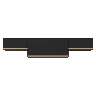 Kit 3 Armários De Cozinha Aéreos 4 Portas Veneza Multimóveis Mp2151 Preto/dourado Preto/dourado