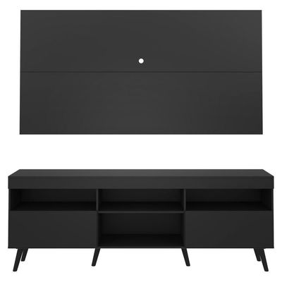 Rack Com Painel Tv 65" Retrô Flórida Multimóveis V3133 Preto