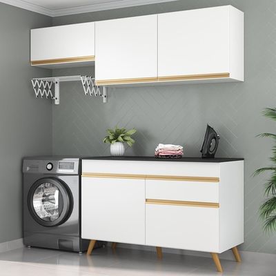 Conjunto Lavanderia Multiuso Armário E Balcão Branco
