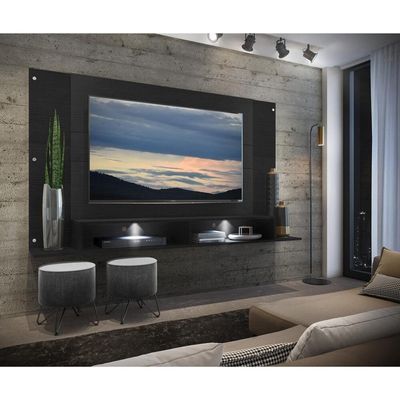 Painel Tv 60" Com 2 Leds Veneza Multimóveis V3397 Preto