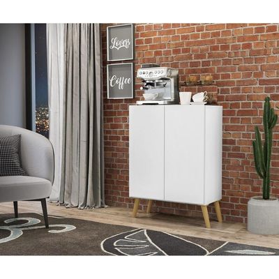 Aparador Buffet 2 Portas Multimóveis V3609 Branco/Natural