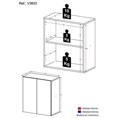 Aparador Buffet 2 Portas Multimóveis V3603 Branco