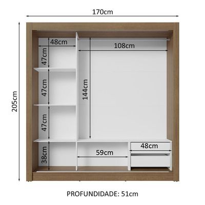 Guarda-roupa Casal 3 Portas Correr Espelhos 2 Gavetas
