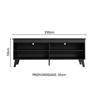 Rack TV Até 65" Com Pés Preto Turim
