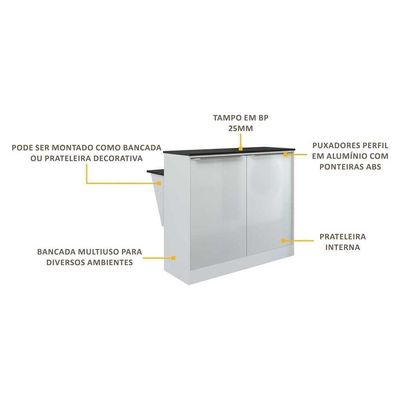 Bancada/mesa De Cozinha Multimóveis Mariah 2 Portas Branca