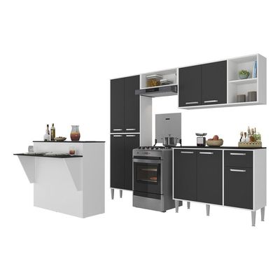 Cozinha Completa C/ Bancada Siena Multimóveis Branca/preta
