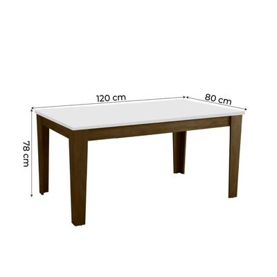 Mesa Miami 1,20M Cedro / Off White Castanho/Branco