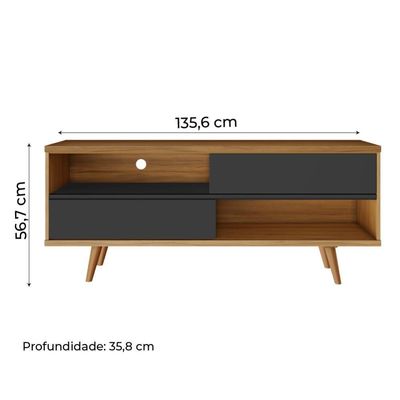 Rack Bancada Para Tv Até 50 Polegadas Nt1180 Notável Preto / Freijó Trend Preto