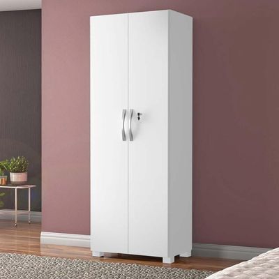 Armário Multiuso Com Chave 2 Portas Chicago Notável Branco Branco