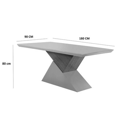 Mesa Tampo Mdf E Vidro 6 Cadeiras Grafite/Off White/Imbuia