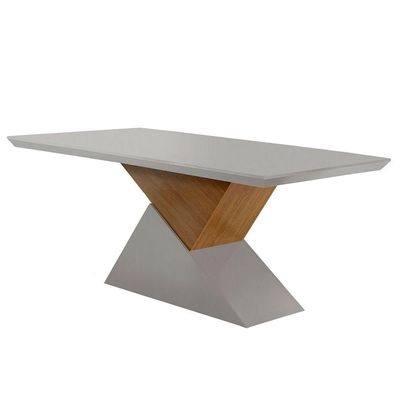 Mesa Tampo Mdf E Vidro 6 Cadeiras Grafite/Off White/Imbuia