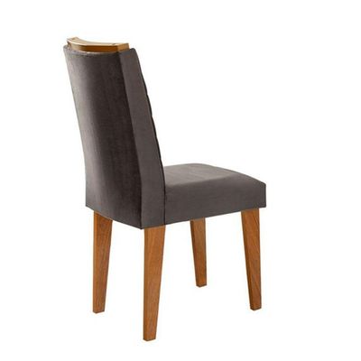 Mesa Tampo Mdf E Vidro 6 Cadeiras Grafite/Off White/Imbuia