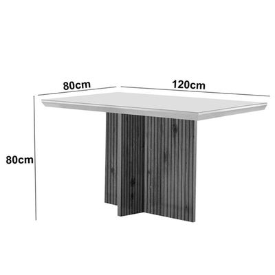 Mesa Olímpia 120cm Mdf Vidro Canto Reto Com 4 Cadeiras