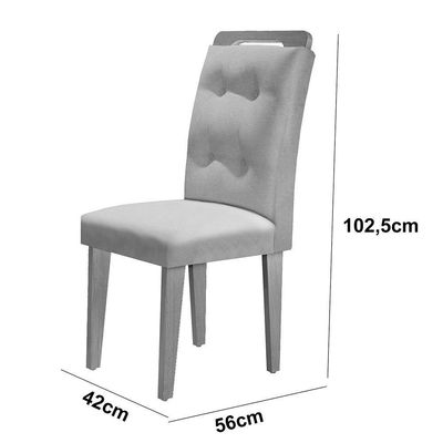 Mesa Olímpia 120cm Mdf Vidro Canto Reto Com 4 Cadeiras
