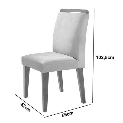 Sala De Jantar Mesa 120cm Mdf Canto Reto Com 4 Cadeiras