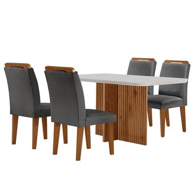 Mesa Olímpia 120cm Mdf Canto Copo Com 4 Cadeiras Athenas
