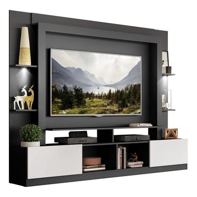 Estante Tv 65" Com Leds Berlim MultimóveisV3392 Preta/Branca