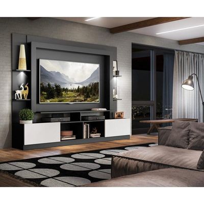 Estante Tv 65" Com Leds Berlim MultimóveisV3392 Preta/Branca