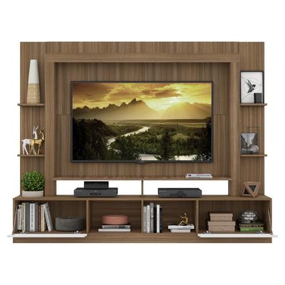 Rack com Painel Tv 65 Portas com Espelho Oslo Madeirado