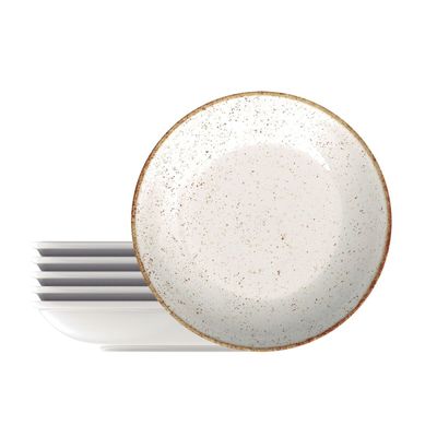 Prato Fundo de Porcelana Rústico Marrom 22cm 6 Unidades - Tramontina 96950/046
