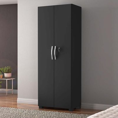 Armário Multiuso Com Chave 2 Portas Chicago Notável Preto Preto