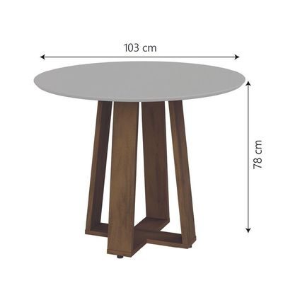 Conjunto De Mesa Sala De Jantar Athenas Redonda 4 Cadeiras Trieste Cedro / Off White / Areia Dobuê