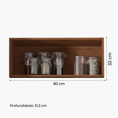 Armário Aéreo De Geladeira 1 Porta 0,80m Favorita Natura / Preto Preto