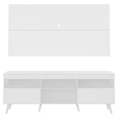 Rack Com Painel Tv 65" Retrô Multimóveis V3133 Branco