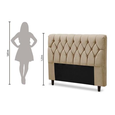 Cabeceira Cama Box Istambul Casal 145cmx126cm Suede Bege Bege